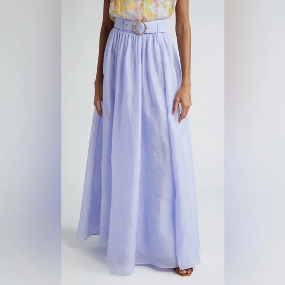 NWT Zimmermann Belted Linen Organza Maxi in Periwinkle Skirt 0 US4 - Picture 3 of 17